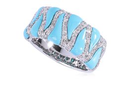 A TURQUOISE AND DIAMOND RING