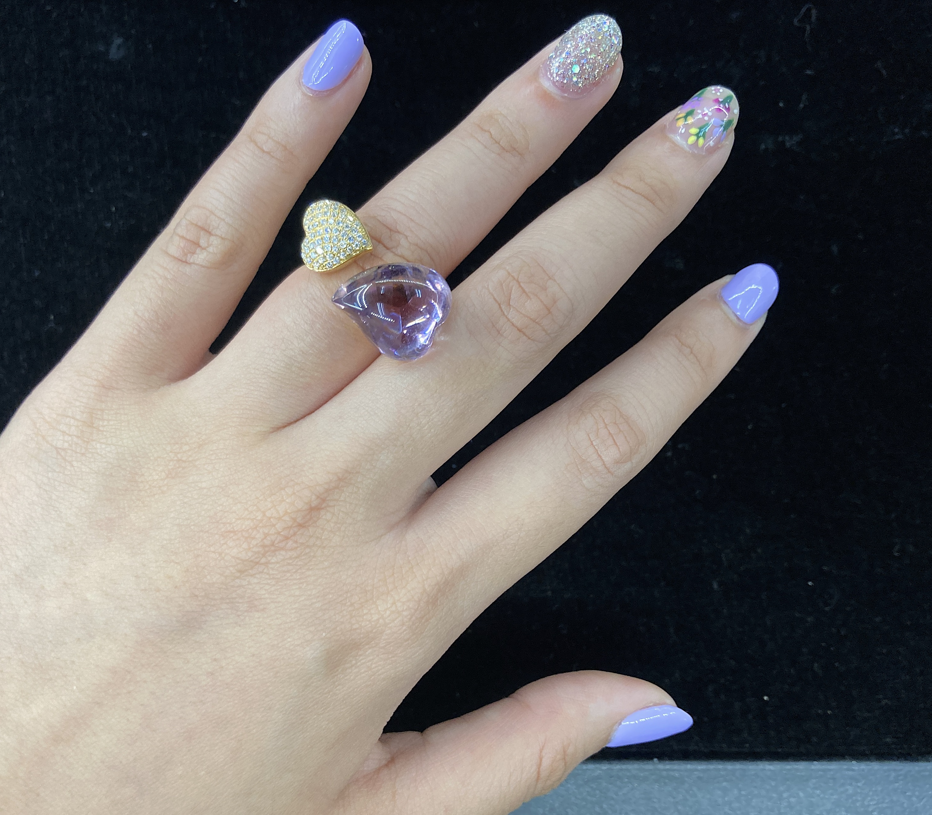 AN AMETHYST AND DIAMOND 'TOI ET MOI' RING - Bild 5 aus 5