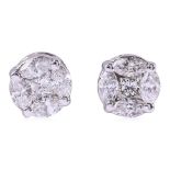 A PAIR OF 'ILLUSION' SET DIAMOND STUD EARRINGS