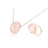 A SUITE OF ROSE QUARTZ JEWELLERY BY FUJIMORI KAJITA