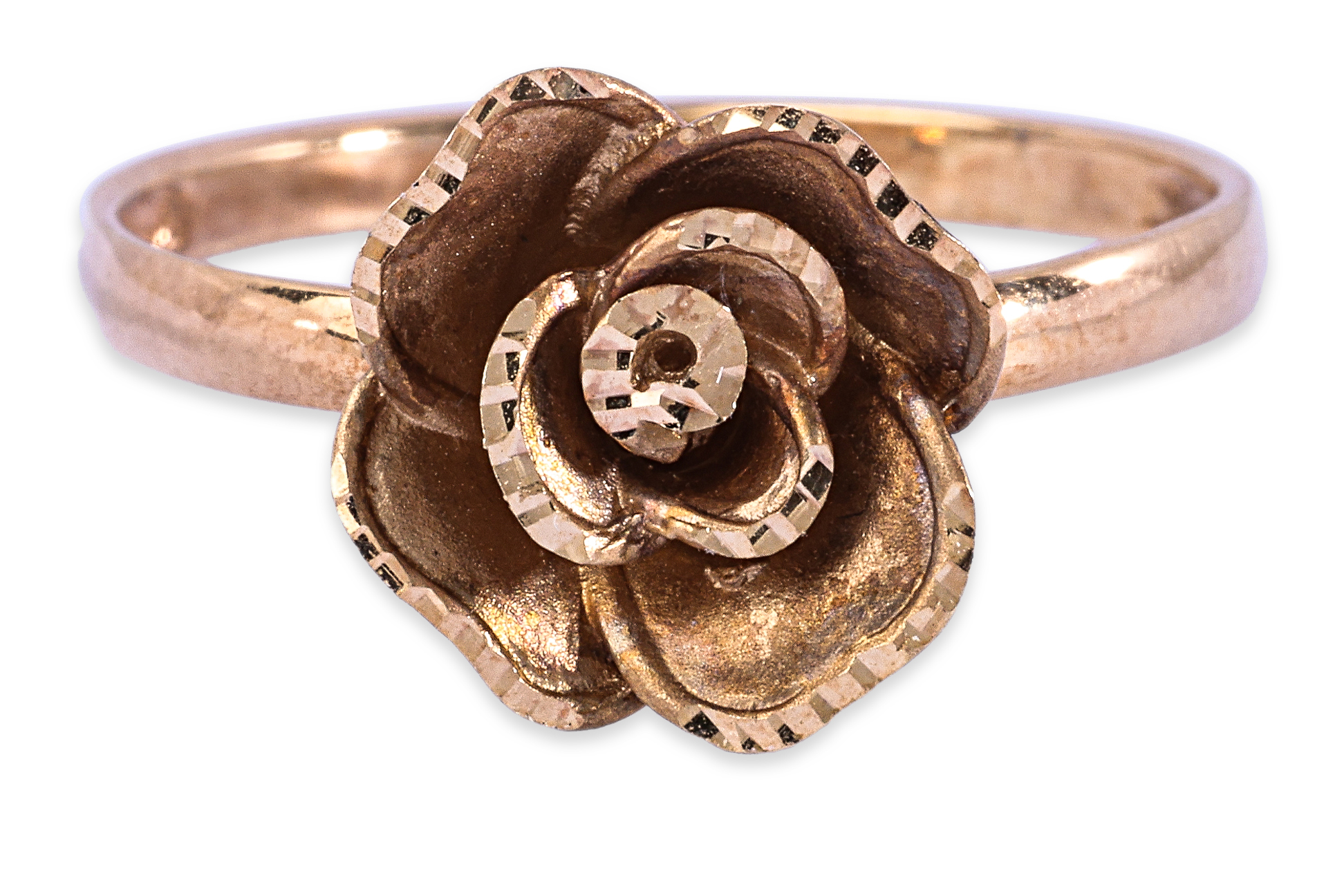 A GOLD ROSE RING - Image 2 of 4