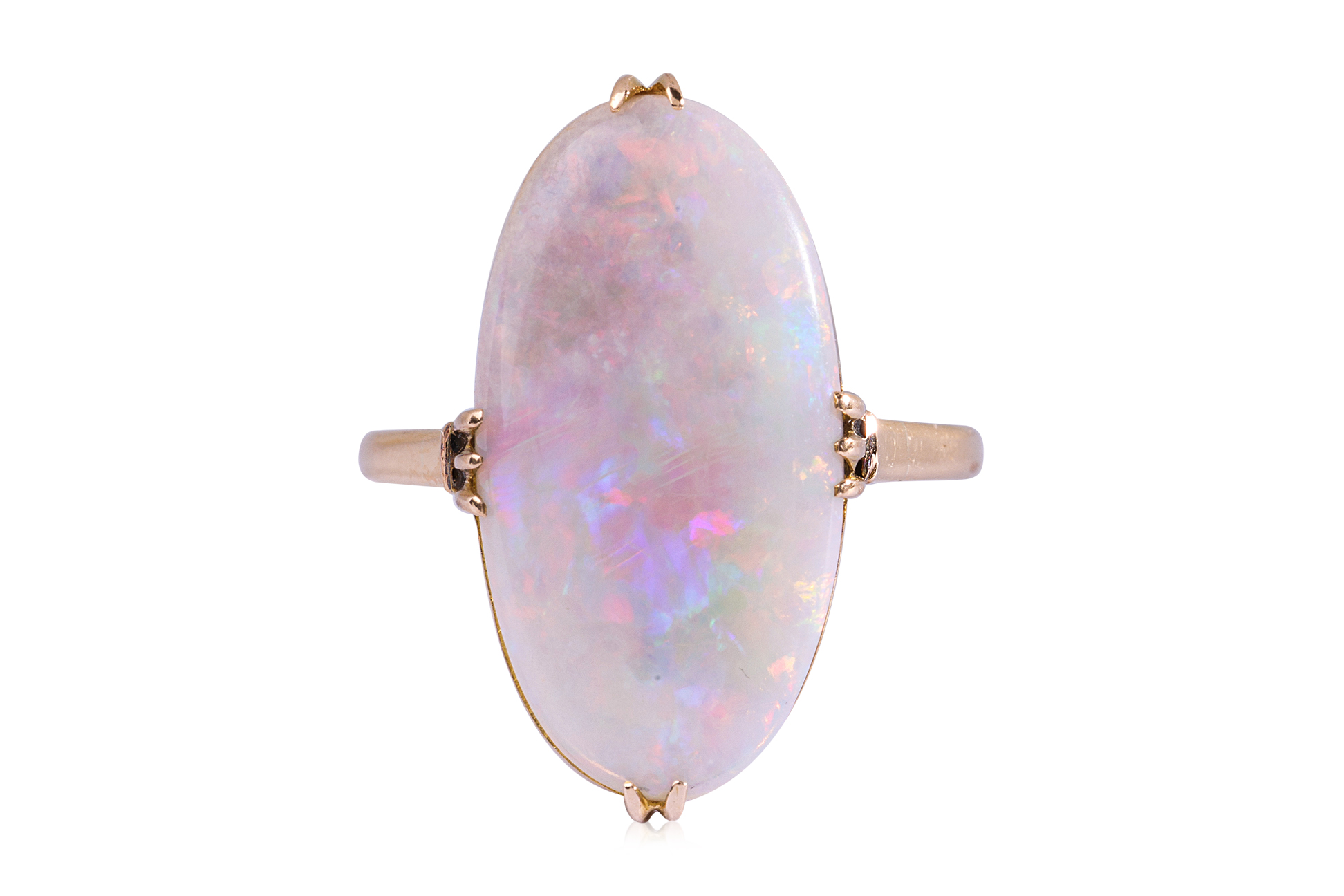 A WHITE OPAL AND YELLOW GOLD RING - Image 2 of 4