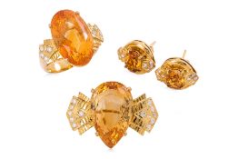 A MATCHING SUITE OF CITRINE, TOPAZ AND DIAMOND JEWELLERY