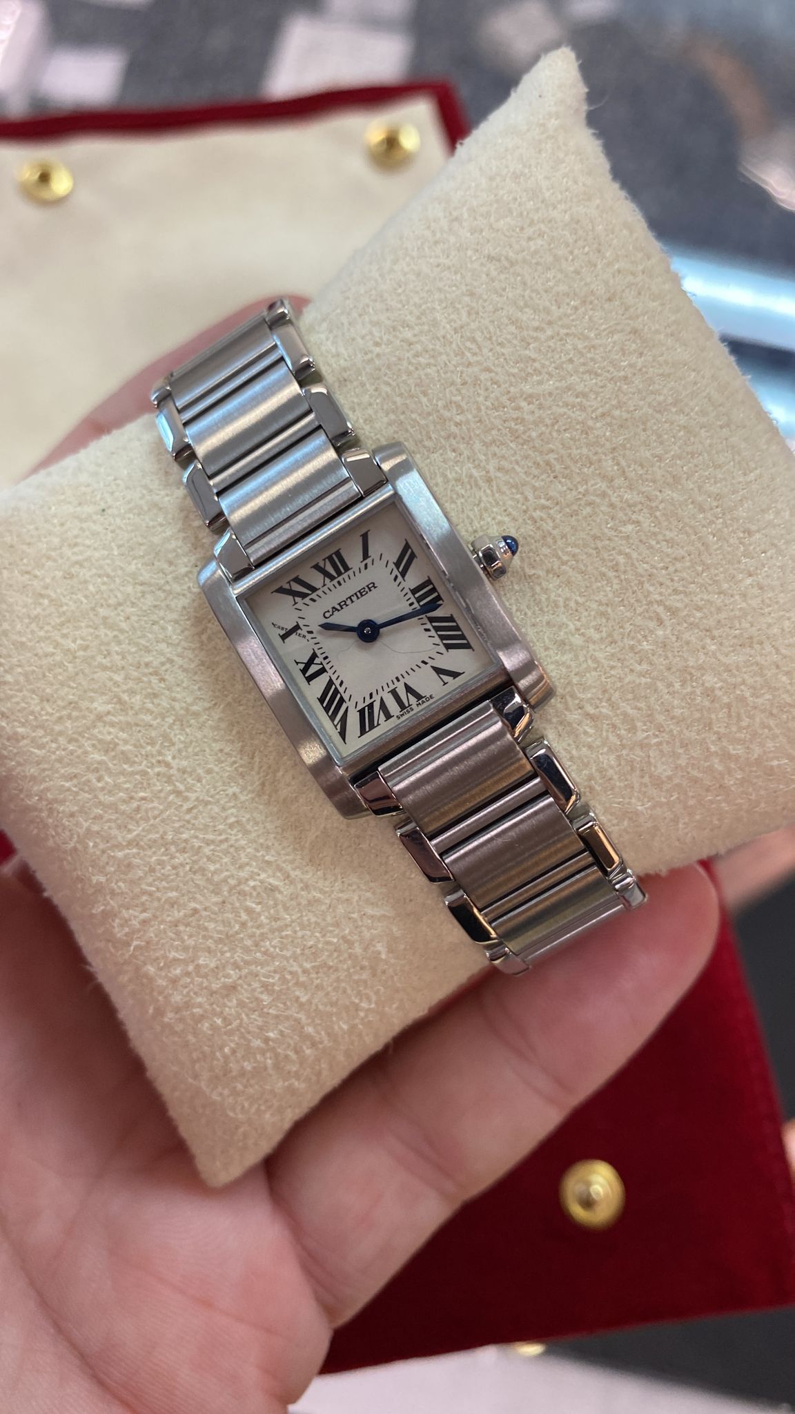 A CARTIER LADIES TANK FRANCAISE STAINLESS STEEL WATCH - Image 5 of 7