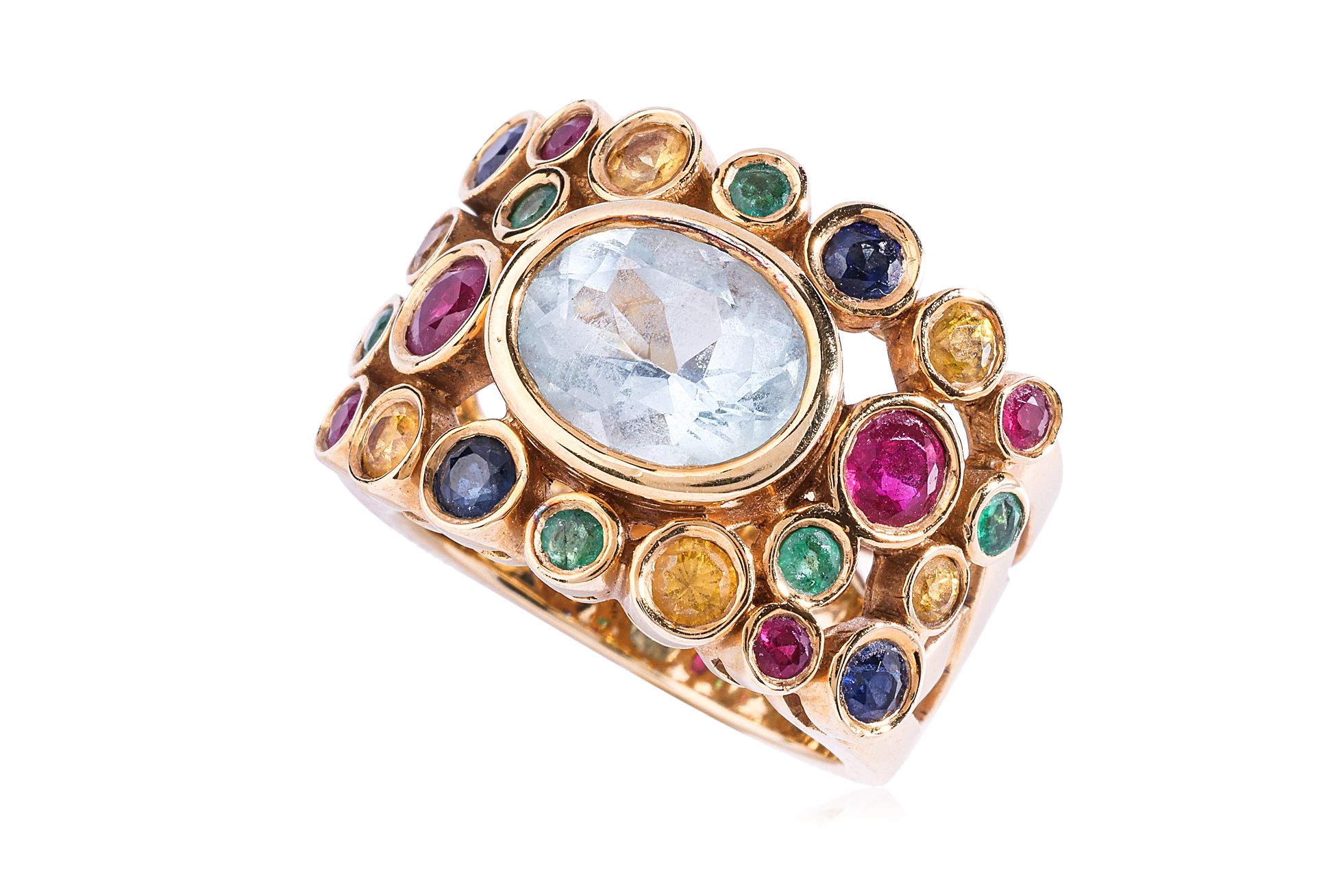 A MULTI-GEM SET RING