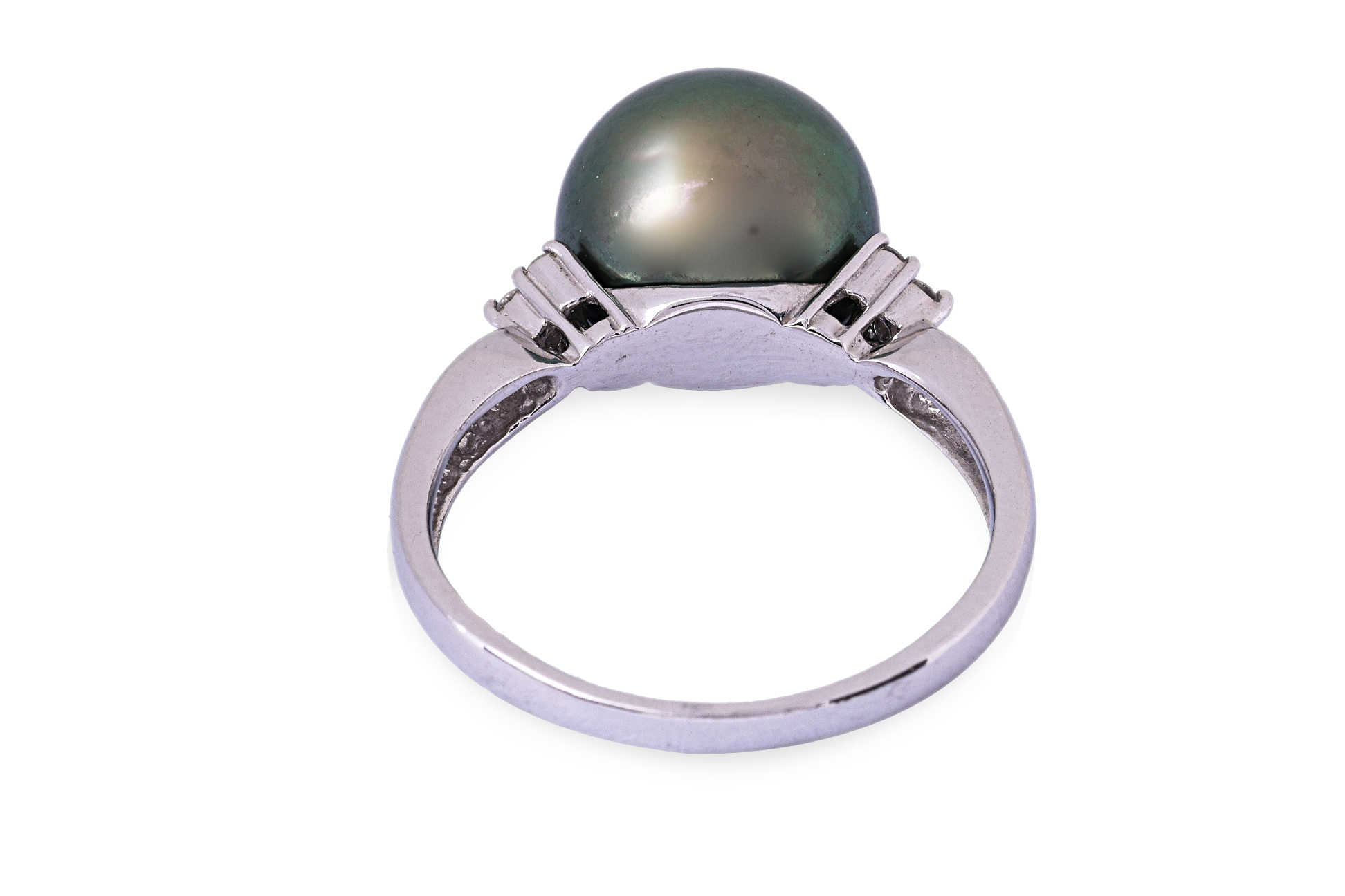 A CULTURED TAHITIAN PEARL AND DIAMOND RING - Image 3 of 5