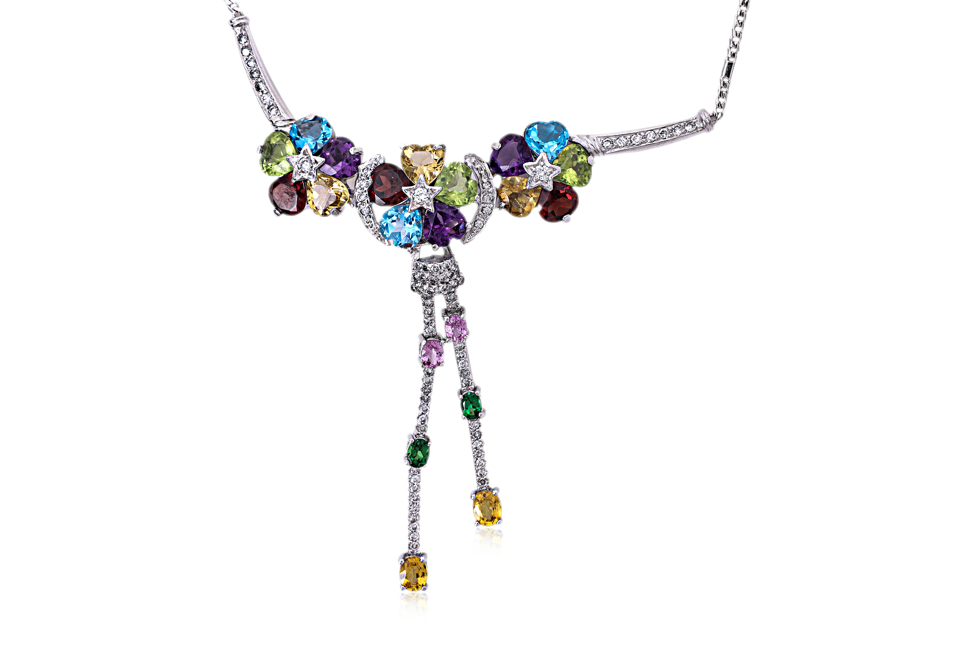 A MULTI-GEM AND DIAMOND NECKLACE - Image 2 of 3