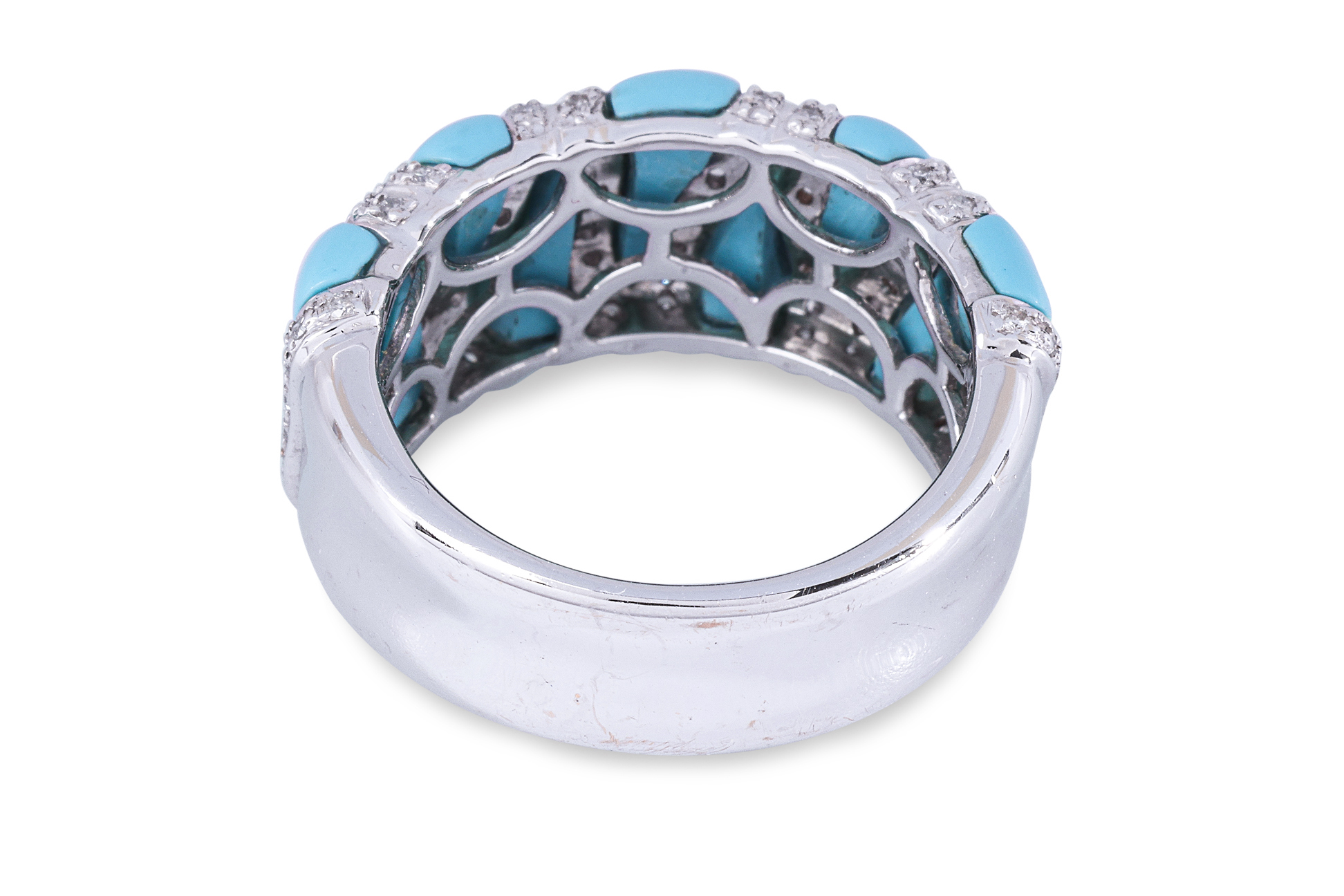 A TURQUOISE AND DIAMOND RING - Image 3 of 4