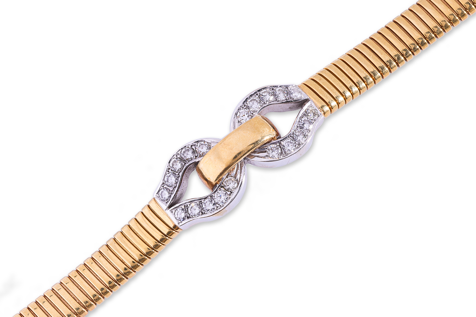 A DIAMOND AND TWO TONE GOLD BRACELET - Image 2 of 2