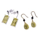 TWO PAIRS OF LEMON QUARTZ EARRINGS