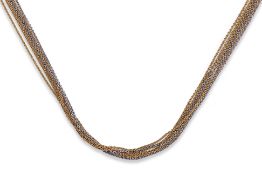 A TWO TONE MULTI STRAND GOLD LINK CHAIN