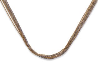 A TWO TONE MULTI STRAND GOLD LINK CHAIN