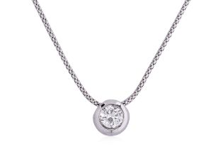 A BEZEL SET DIAMOND SOLITAIRE PENDANT NECKLACE