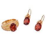 A SUITE OF SPESSARTINE AND YELLOW SAPPHIRE JEWELLERY
