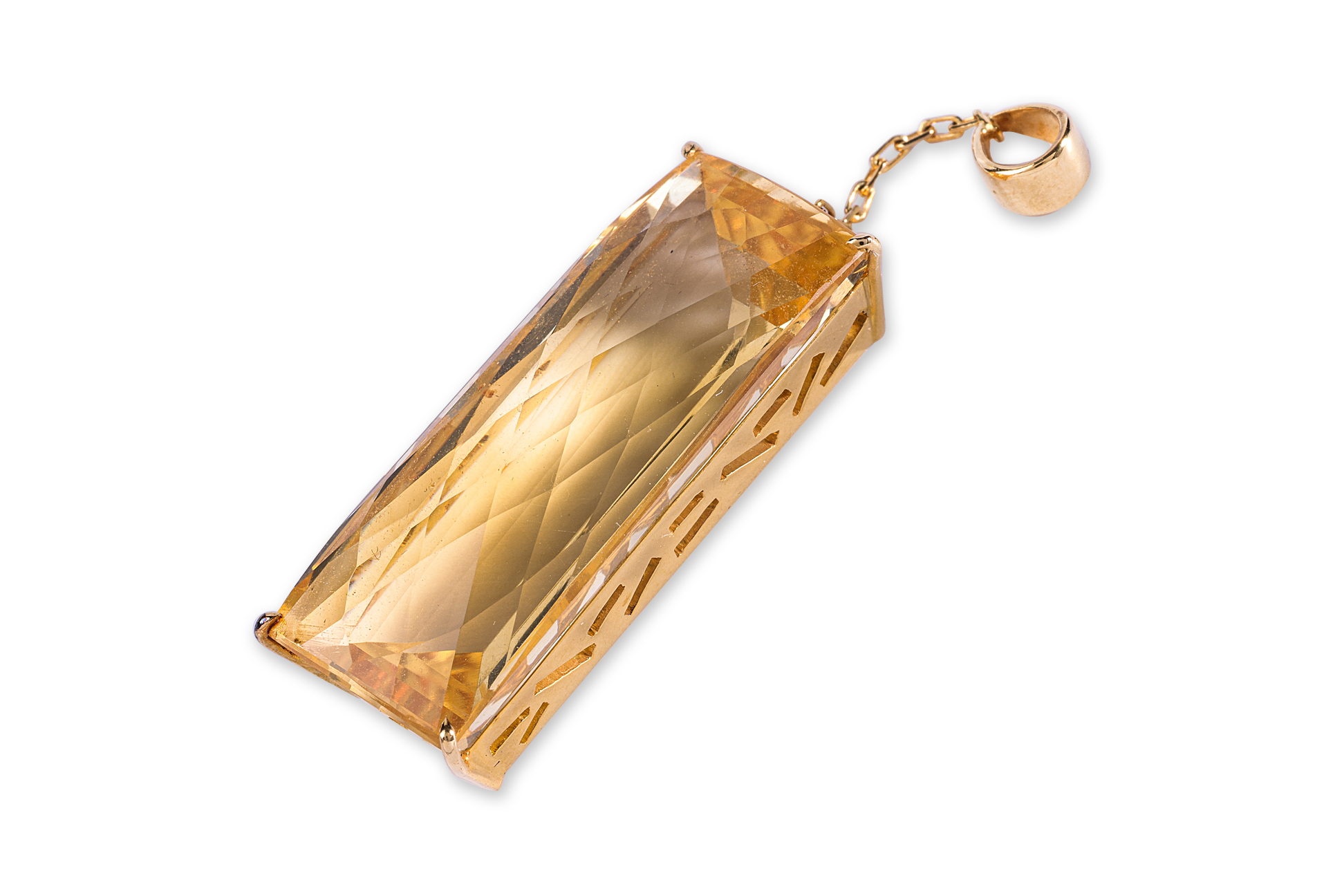 A LARGE CITRINE AND GOLD PENDANT - Image 2 of 2
