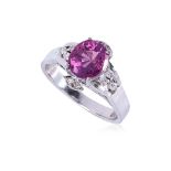 A PINK SAPPHIRE AND DIAMOND RING