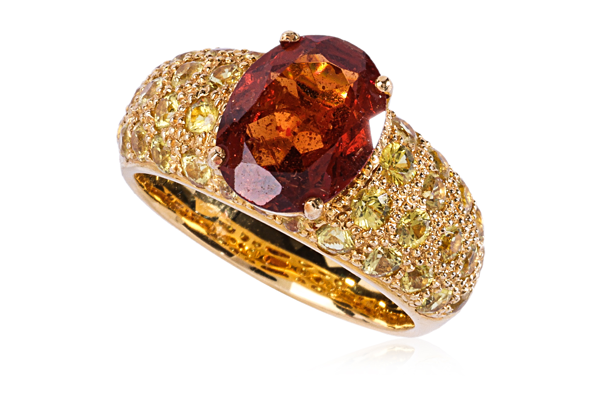 A SUITE OF SPESSARTINE AND YELLOW SAPPHIRE JEWELLERY - Image 2 of 5