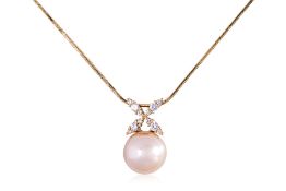 A CULTURED SOUTH SEA PEARL PENDANT BY TASAKI ON CHAIN