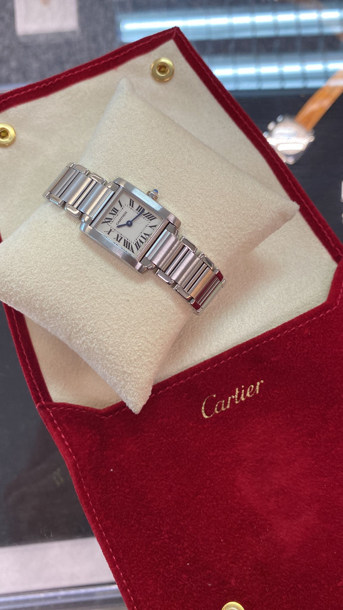 A CARTIER LADIES TANK FRANCAISE STAINLESS STEEL WATCH - Image 4 of 7
