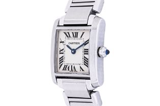 A CARTIER LADIES TANK FRANCAISE STAINLESS STEEL WATCH