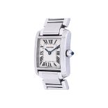 A CARTIER LADIES TANK FRANCAISE STAINLESS STEEL WATCH