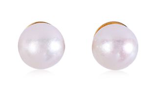 A PAIR OF CULTURED PEARL STUD EARRINGS