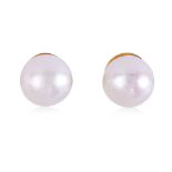 A PAIR OF CULTURED PEARL STUD EARRINGS