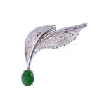 A TYPE A JADEITE AND DIAMOND BROOCH