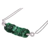 A JADE AND DIAMOND PENDANT NECKLACE