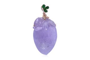 A TYPE A LAVENDER JADEITE AND DIAMOND PENDANT