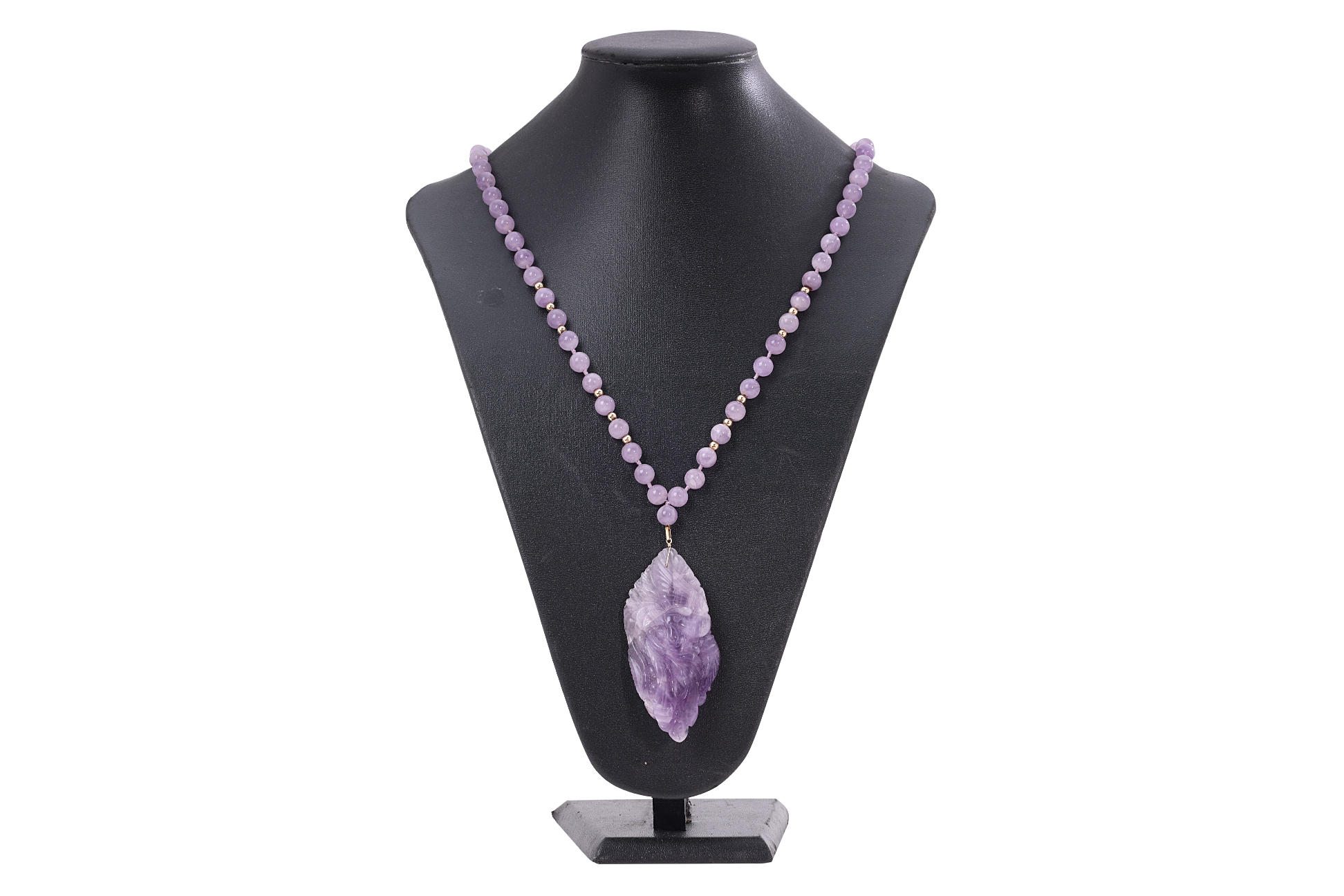 A CARVED AMETHYST 'DRAGON AND PHOENIX' NECKLACE - Image 3 of 3