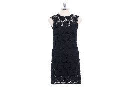 A DOLCE & GABBANA BLACK FLORAL CROCHET LACE DRESS