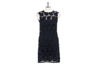 A DOLCE & GABBANA BLACK FLORAL CROCHET LACE DRESS