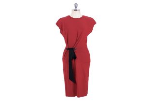 A LANVIN RED DRESS WITH GROSGRAIN BELT