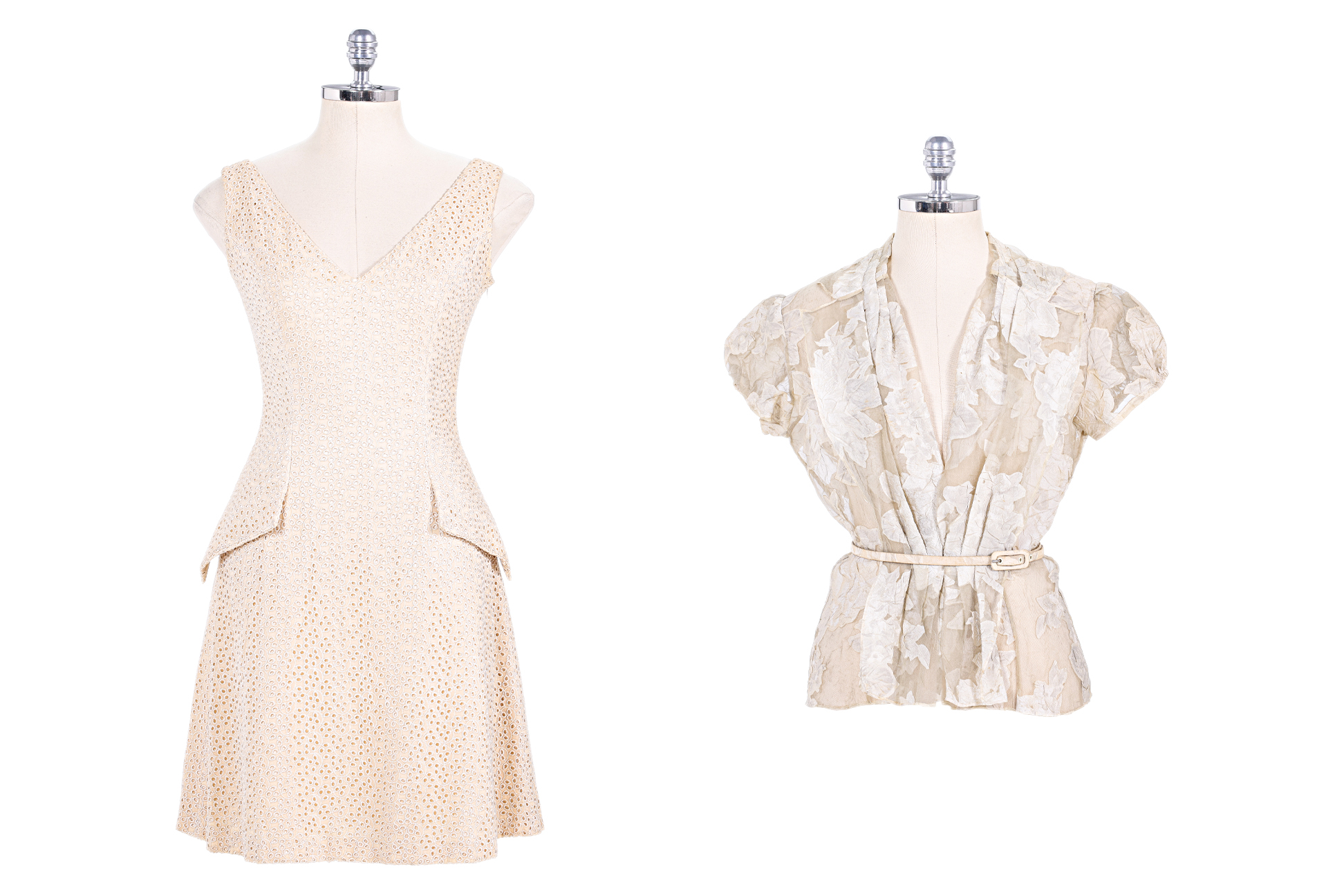 A CHRISTIAN DIOR BRODERIE SILK DRESS AND ORGANZA TOP