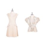 A CHRISTIAN DIOR BRODERIE SILK DRESS AND ORGANZA TOP