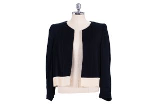 A DRIES VAN NOTEN NAVY JACKET WITH CREAM CONTRAST HEM