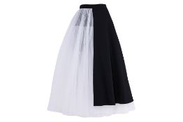 A JUNYA WATANABE BLACK AND WHITE TULLE AND TUXEDO MIX SKIRT