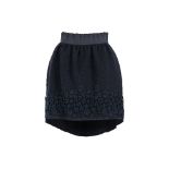 A DOLCE & GABBANA BLACK KNIT SKIRT WITH APPLIQUED FLOWERS