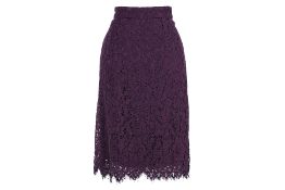 A DOLCE & GABBANA PURPLE LACE PENCIL SKIRT