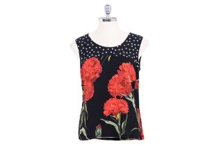 A DOLCE & GABBANA CARNATION AND POLKA DOT PRINT BLOUSE