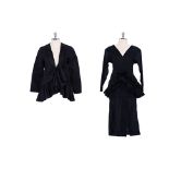 A MARNI BLACK JACKET AND DRESS WITH RUFFLED DETAILING