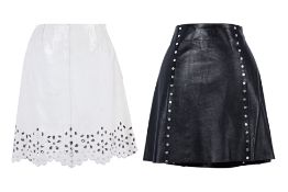 TWO CELINE LEATHER SKIRTS