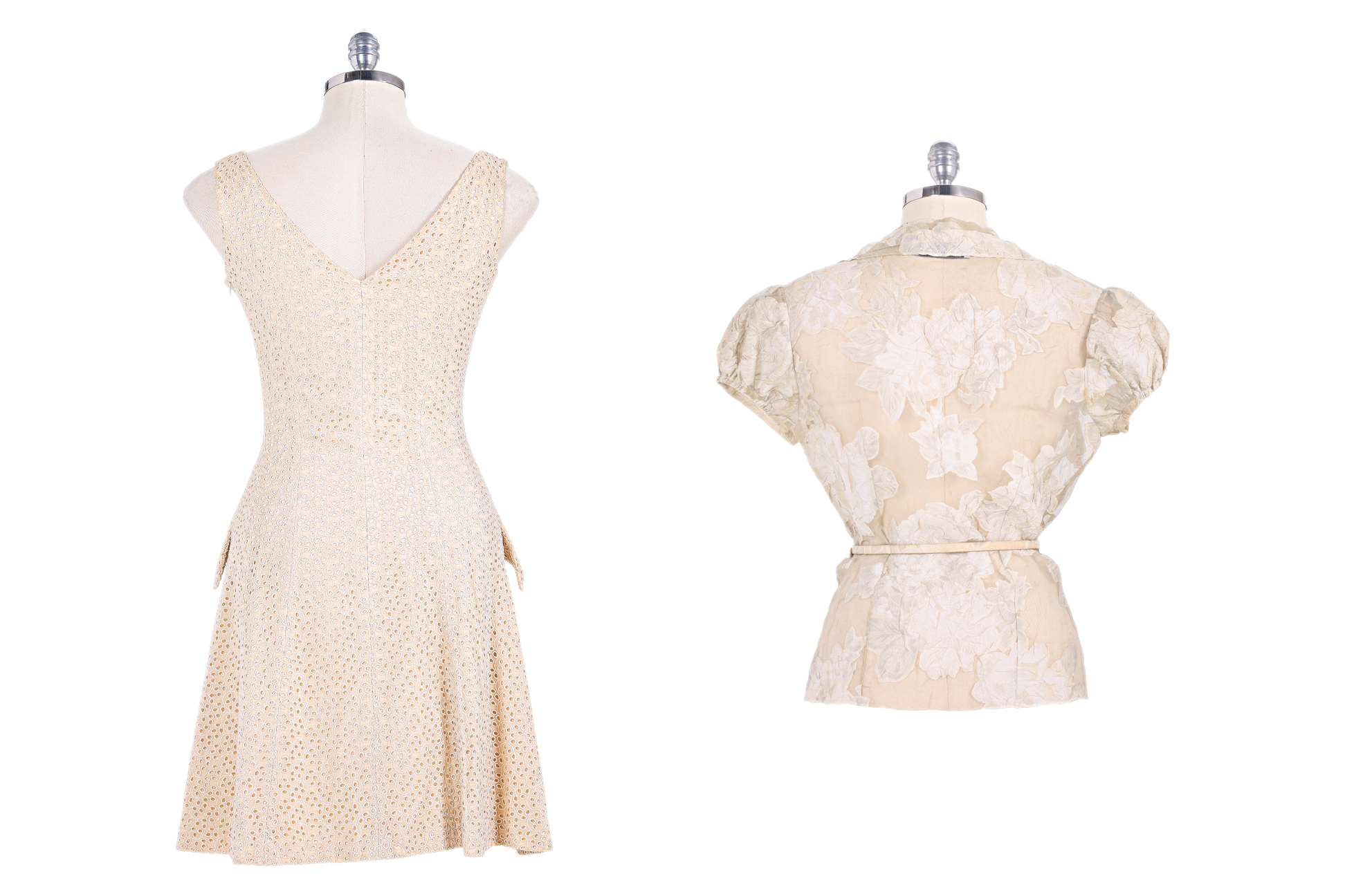 A CHRISTIAN DIOR BRODERIE SILK DRESS AND ORGANZA TOP - Image 2 of 3