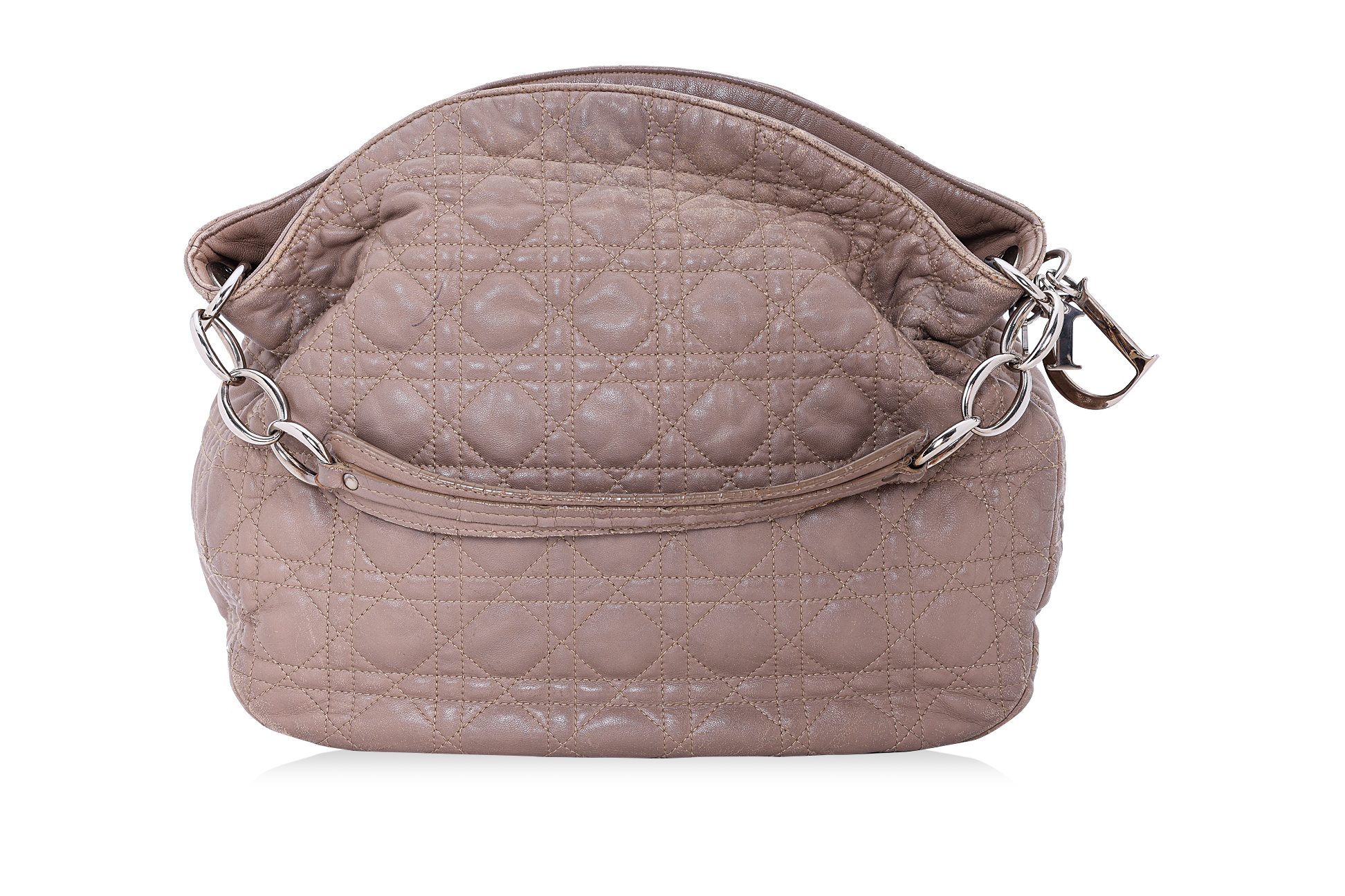 A CHRISTIAN DIOR QUILTED CANNAGE MEDIUM SOFT LADY DIOR HOBO