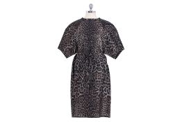 A LANVIN LEOPARD PRINT DRESS WITH ROPE FASTENING