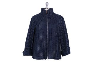 A CH CAROLINA HERRERA NAVY WAFFLE CAPE JACKET