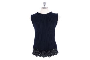 A MARNI SLEEVELESS KNIT SWEATER WITH FLORAL APPLIQUES
