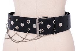 AN ANTEPRIMA STUDDED LEATHER BELT WITH CHAIN