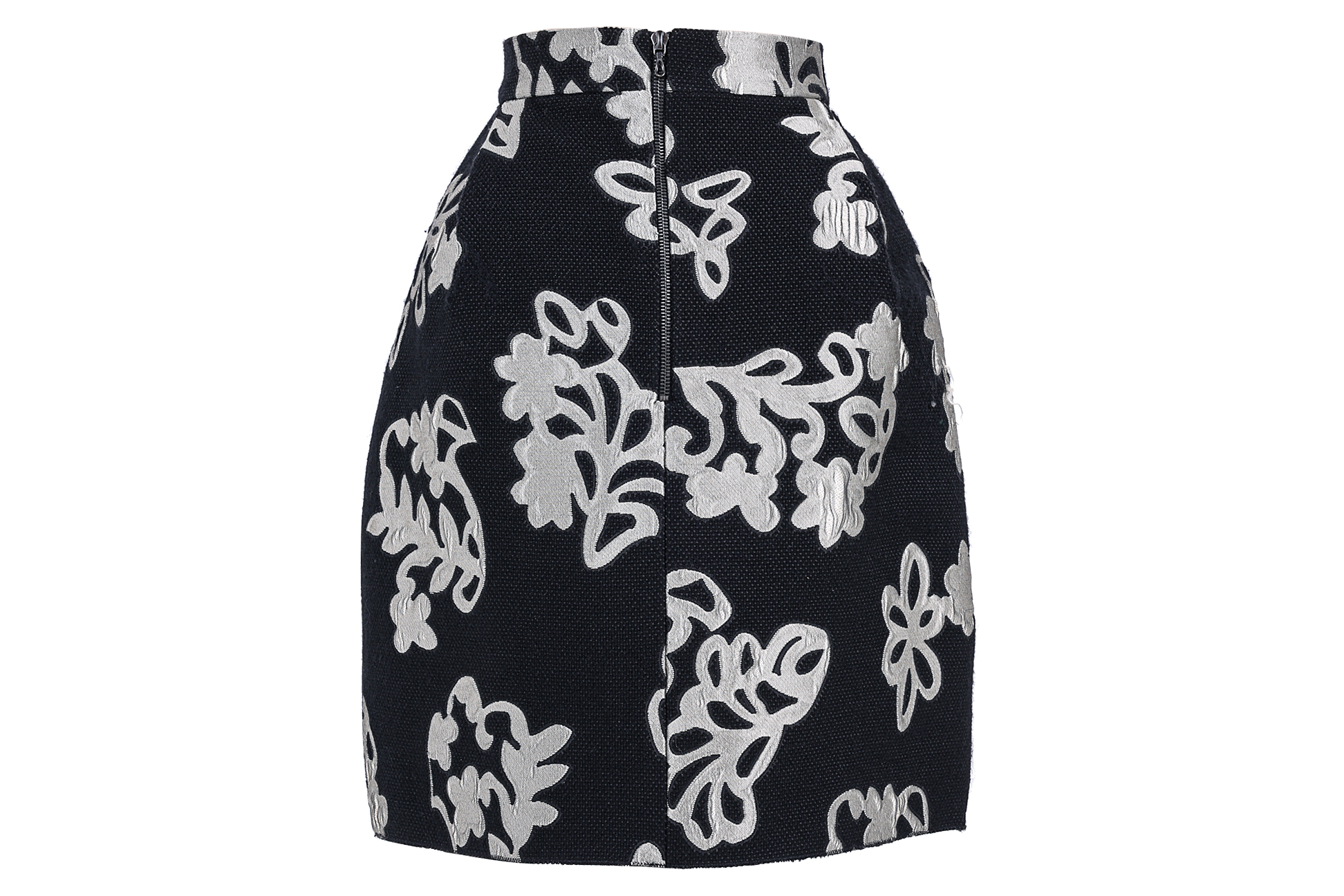 A LANVIN HEAVY KNIT SKIRT WITH FLORAL BROCADE - Image 2 of 2